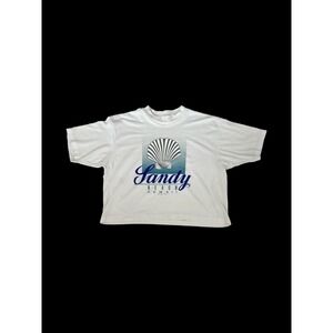 Vintage 90s Seashells Hawaii Sandy Beach Shirt Cropped Medium Single Stitch